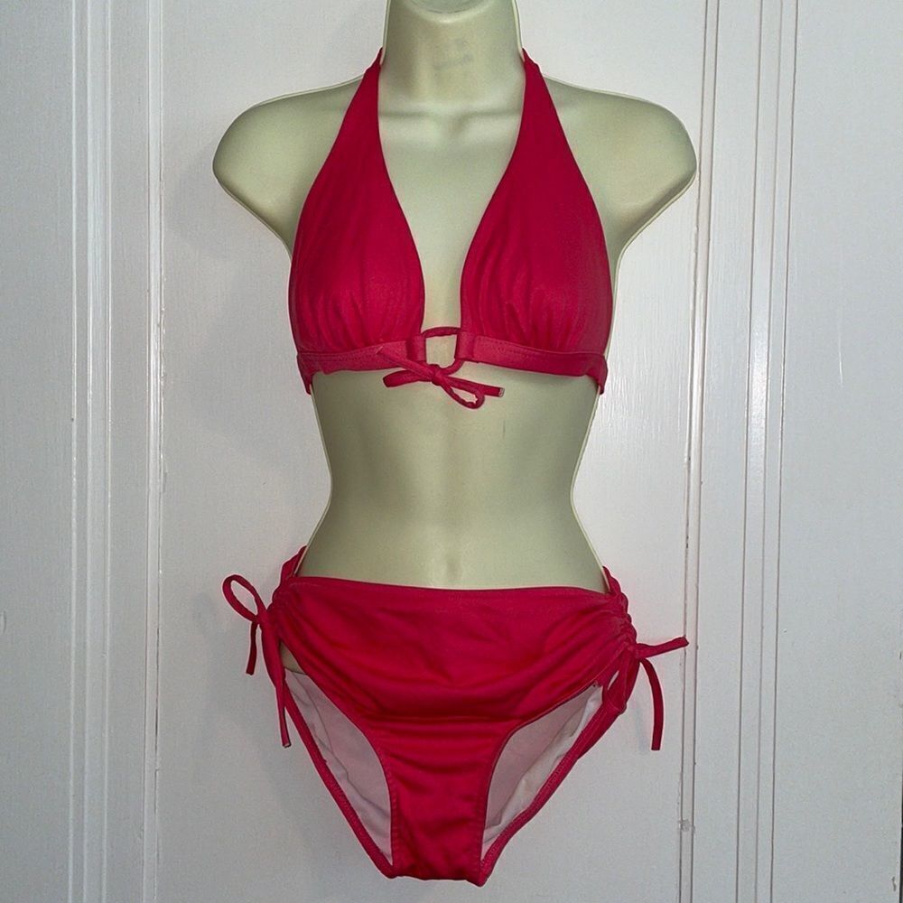 ‎Vtg 70s/80s Sears pink halter top bikini